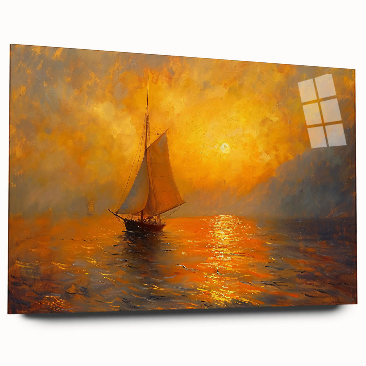 Golden Sunset Sailboat Office Wall Art – Corporate Decor