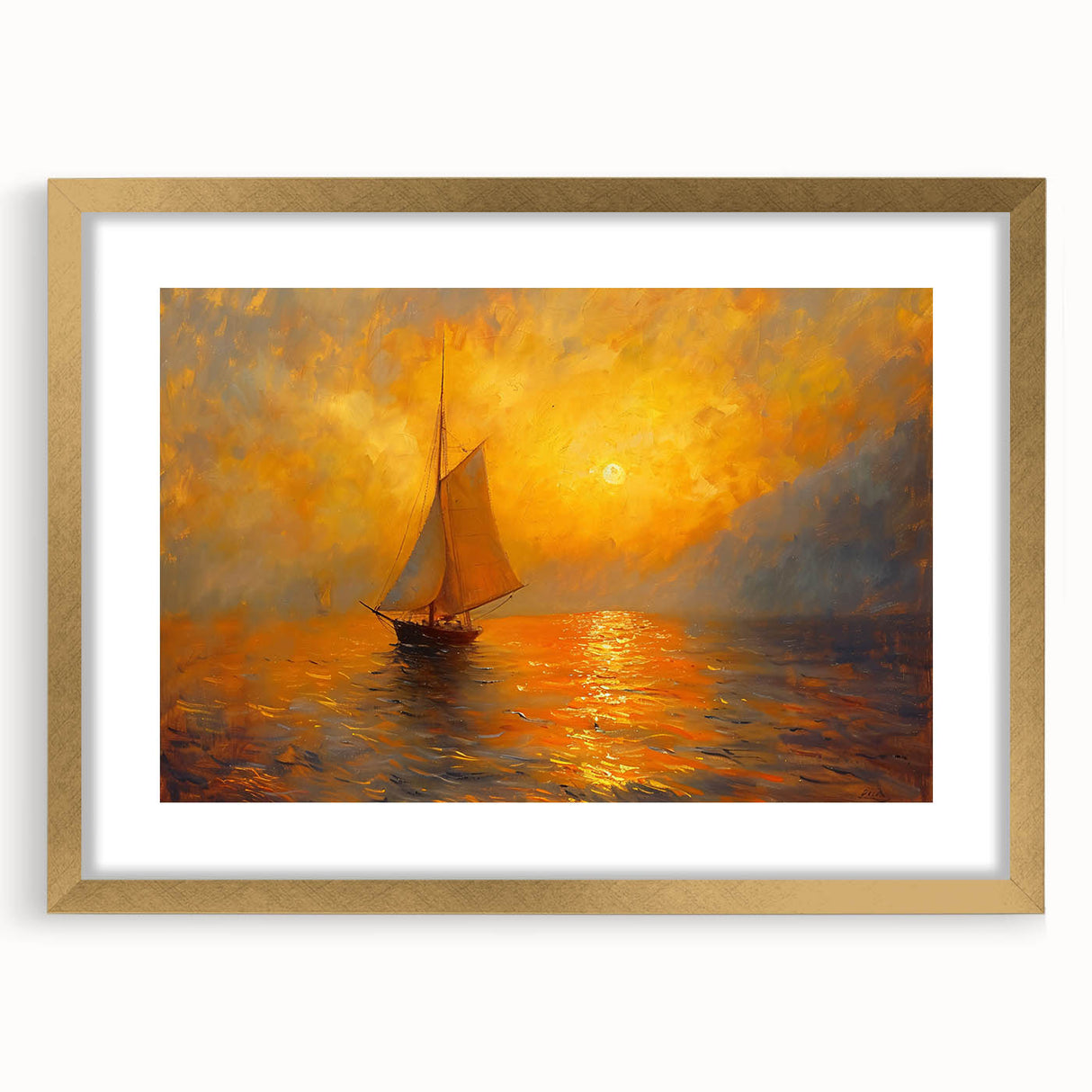 Golden Sunset Sailboat Office Wall Art – Corporate Decor
