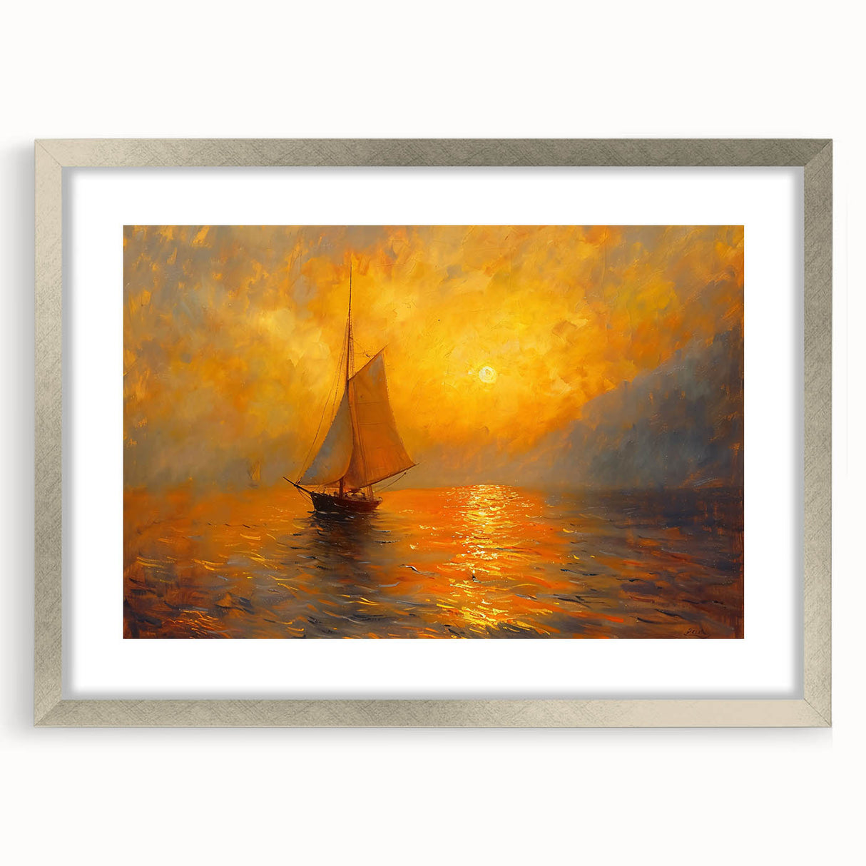 Golden Sunset Sailboat Office Wall Art – Corporate Decor