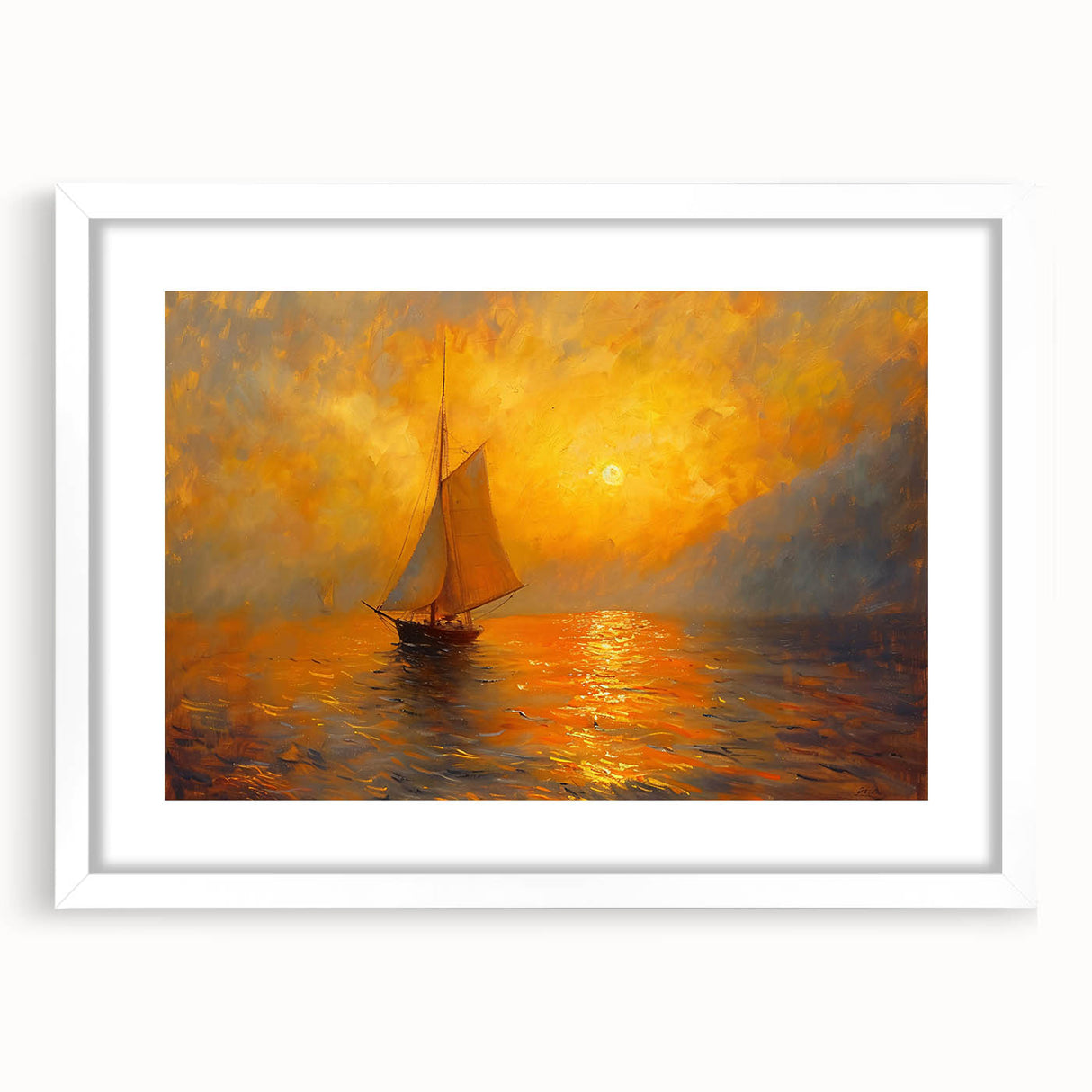 Golden Sunset Sailboat Office Wall Art – Corporate Decor