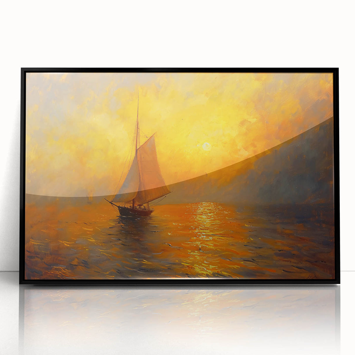Golden Sunset Sailboat Office Wall Art – Corporate Decor