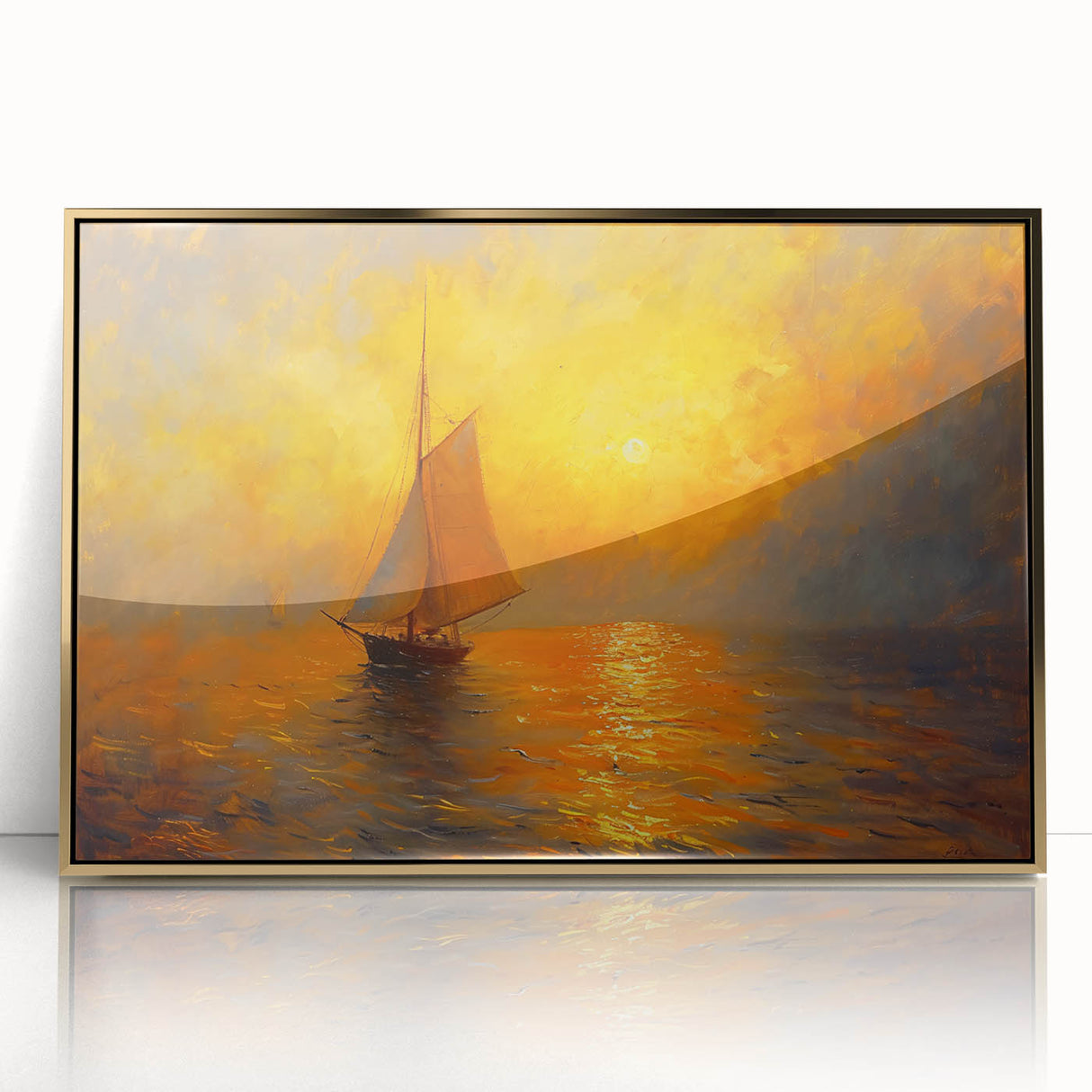 Golden Sunset Sailboat Office Wall Art – Corporate Decor