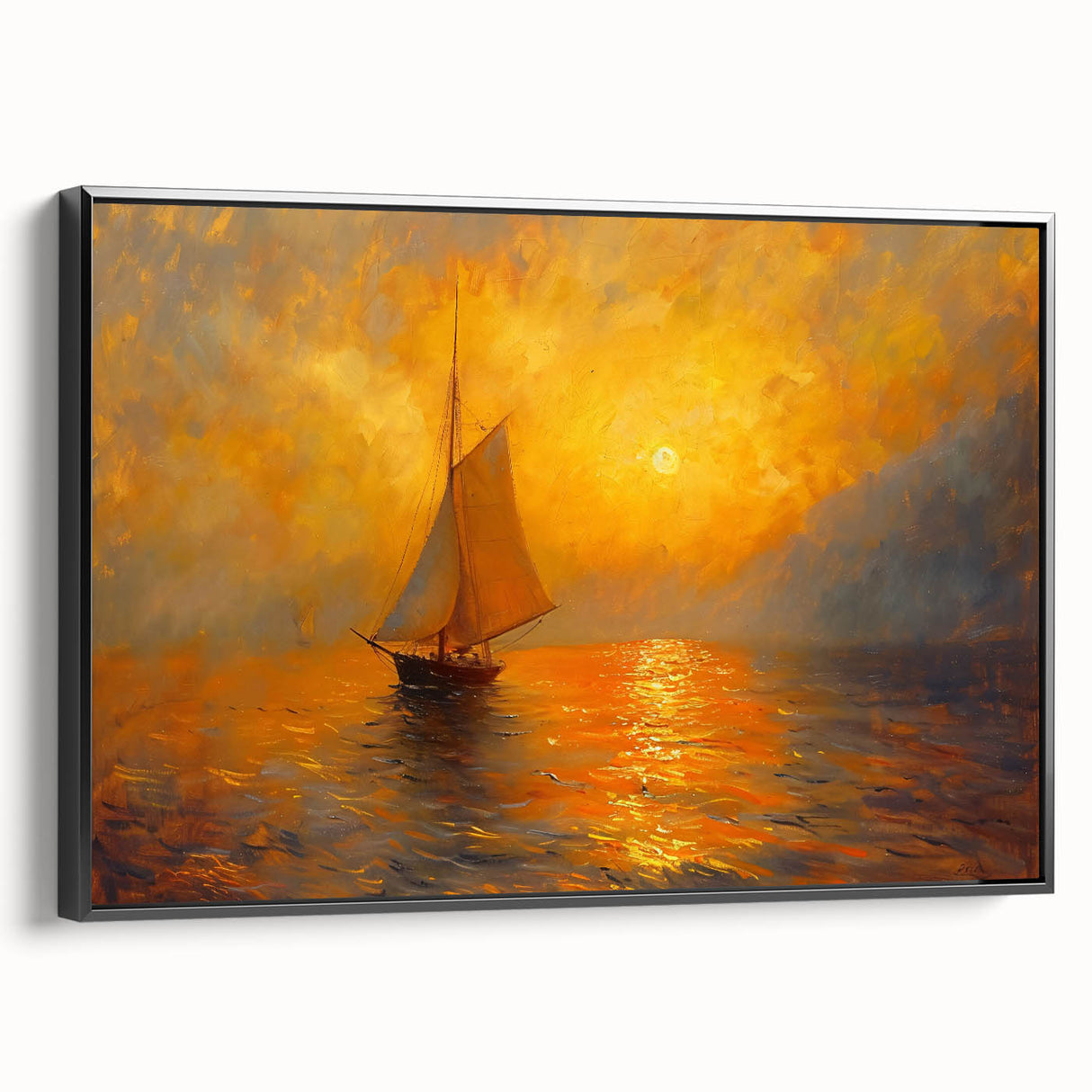 Golden Sunset Sailboat Office Wall Art – Corporate Decor