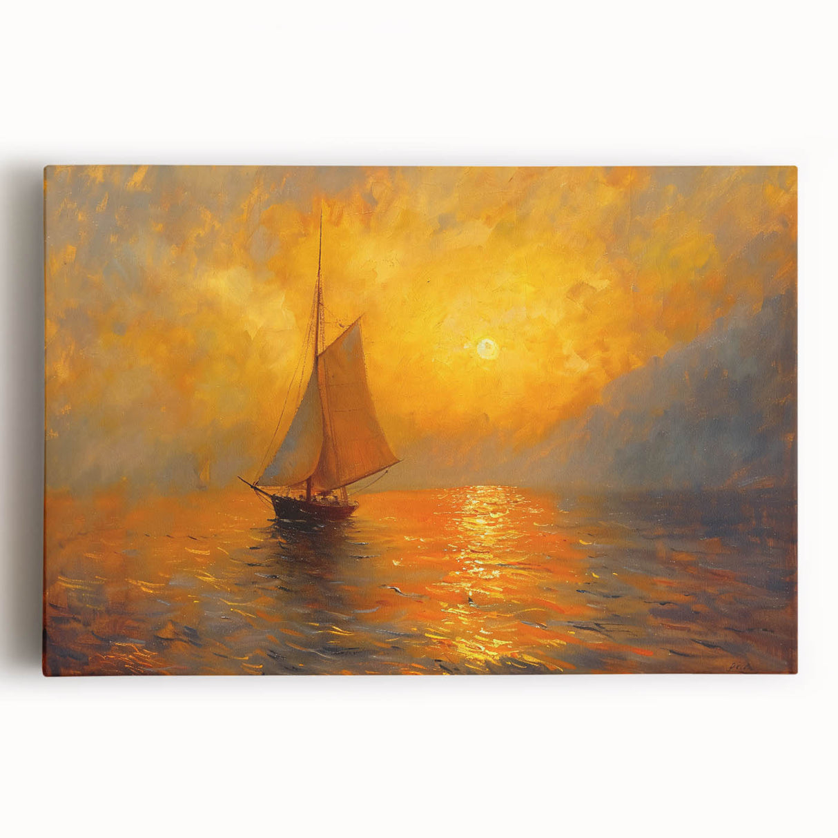 Golden Sunset Sailboat Office Wall Art – Corporate Decor