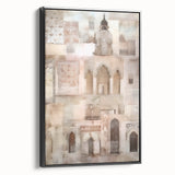 Abstract architecture wall art in a sleek black frame, showcasing geometric patterns and textures, perfect for modern home decor and interior design enhancement.