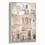 Framed abstract architecture wall art in a sleek white frame, showcasing geometric shapes and lines, perfect for modern home decor. Ideal for enhancing contemporary interiors and adding a touch of sophistication to living spaces.