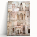 Abstract architecture wall art on stretched canvas, showcasing a dynamic design with geometric shapes in muted tones. Perfect for modern home decor.