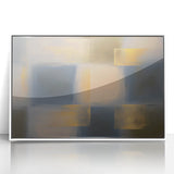 Framed acrylic wall art showcasing a modern abstract geometric design in white, perfect for contemporary home decor, adding a stylish touch to any room.