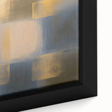 Close-up of a vibrant abstract geometric framed canvas artwork showcasing bold shapes and colors, perfect for modern home decor or art enthusiasts.