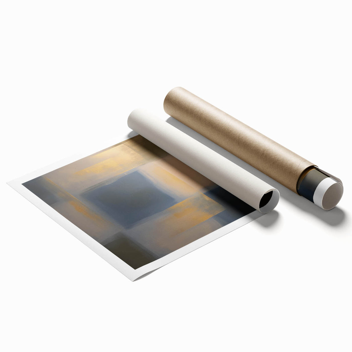 Abstract geometric rolled print showcasing vibrant colors and intricate patterns, designed to enhance contemporary decor. Packaged securely in a cardboard tube.