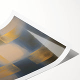 Abstract geometric design on rolled canvas print showcasing vibrant colors and intricate shapes, elegantly packaged in a protective cardboard tube for easy display.