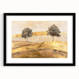 Abstract landscape wall art framed in black with a mat, showcasing vibrant colors and intricate patterns, perfect for modern home decor and artistic flair.