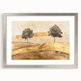 Abstract landscape wall art framed in silver with a mat, showcasing vibrant colors and intricate details, perfect for enhancing modern home decor.