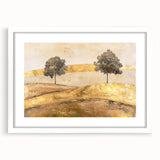 Abstract landscape wall art framed in white with a mat, showcasing vibrant colors and dynamic shapes, perfect for modern home decor and artistic ambiance.