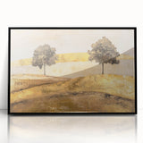 Framed acrylic wall art showcasing an abstract landscape design in black, highlighting intricate textures and vibrant colors, perfect for modern home decor.