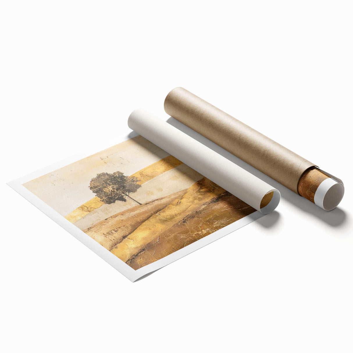 Abstract landscape wall art print showcasing vibrant colors and fluid shapes, ideal for modern decor. This rolled artwork is perfect for enhancing living spaces with a touch of creativity.