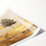 Abstract landscape wall art print showcasing vibrant colors and fluid shapes, rolled for easy shipping and display. Ideal for modern home decor.