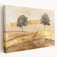Side view of a stretched canvas depicting an abstract landscape design, showcasing vibrant colors and textures, perfect for modern home decor or art enthusiasts.
