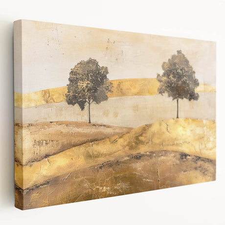 Side view of a stretched canvas depicting an abstract landscape design, showcasing vibrant colors and textures, perfect for modern home decor or art enthusiasts.
