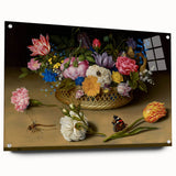 Baroque Art Print - Vibrant Floral Still Life with Butterflies