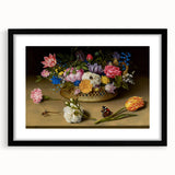 Baroque Art Print - Vibrant Floral Still Life with Butterflies