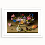 Baroque Art Print - Vibrant Floral Still Life with Butterflies