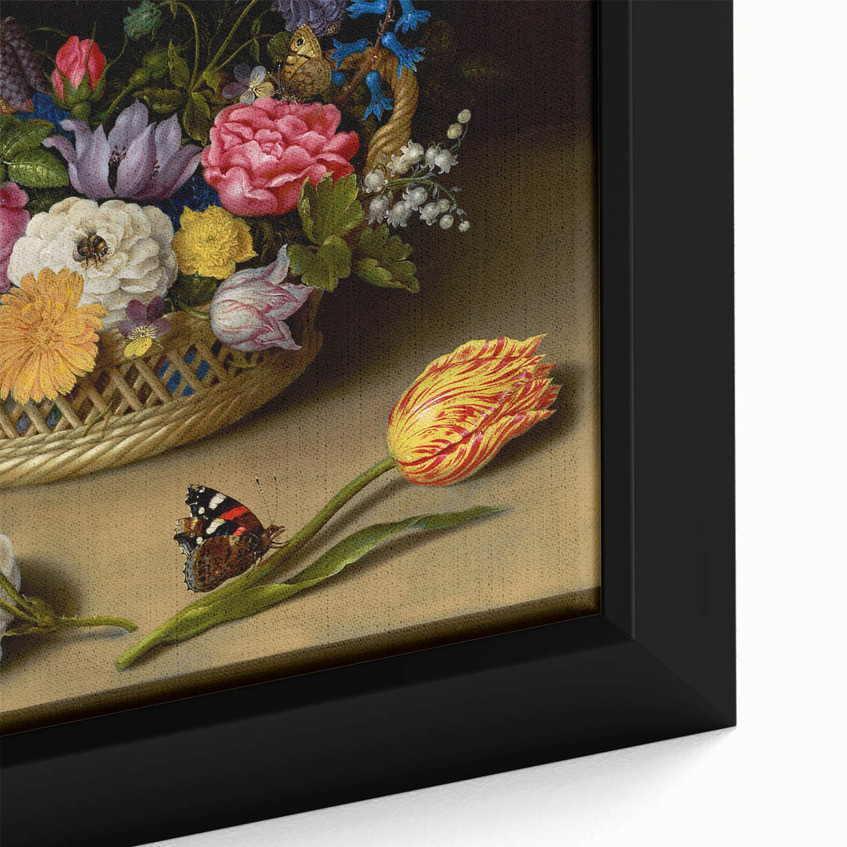Baroque Art Print - Vibrant Floral Still Life with Butterflies