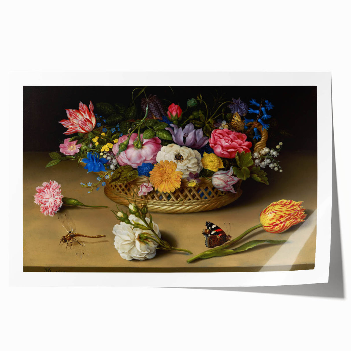 Baroque Art Print - Vibrant Floral Still Life with Butterflies