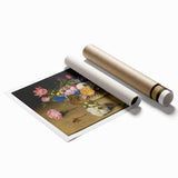 Baroque Art Print - Vibrant Floral Still Life with Butterflies