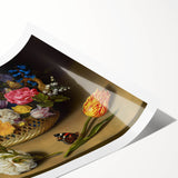 Baroque Art Print - Vibrant Floral Still Life with Butterflies