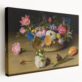 Baroque Art Print - Vibrant Floral Still Life with Butterflies
