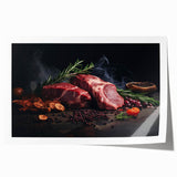 Rolled print featuring an array of illustrated food dishes in muted earth tones, suitable as art wall dining room decor.