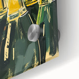 Large abstract wall art in mid-century modernist style, featuring vibrant hues on acrylic glass.