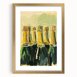 Extra large abstract art print with textured gold and black swirls on canvas, framed with a gold mat.