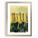 Textured abstract art print in muted earth tones, framed in silver, ideal for bedroom wall decor.