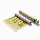 Extra large rolled print of floral art in muted pastel shades, suitable for classy bathroom or large living room decor.