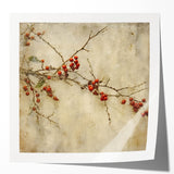 Holiday Decor Prints - Christmas Wall Art with Red Berries on Canvas