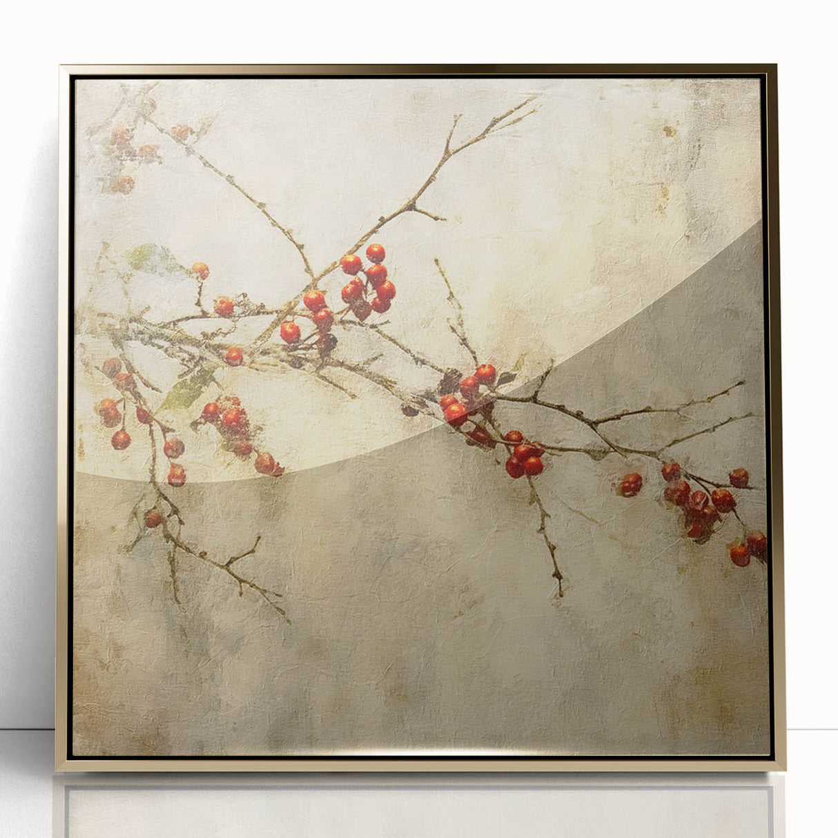 Holiday Decor Prints - Christmas Wall Art with Red Berries on Canvas