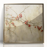 Holiday Decor Prints - Christmas Wall Art with Red Berries on Canvas