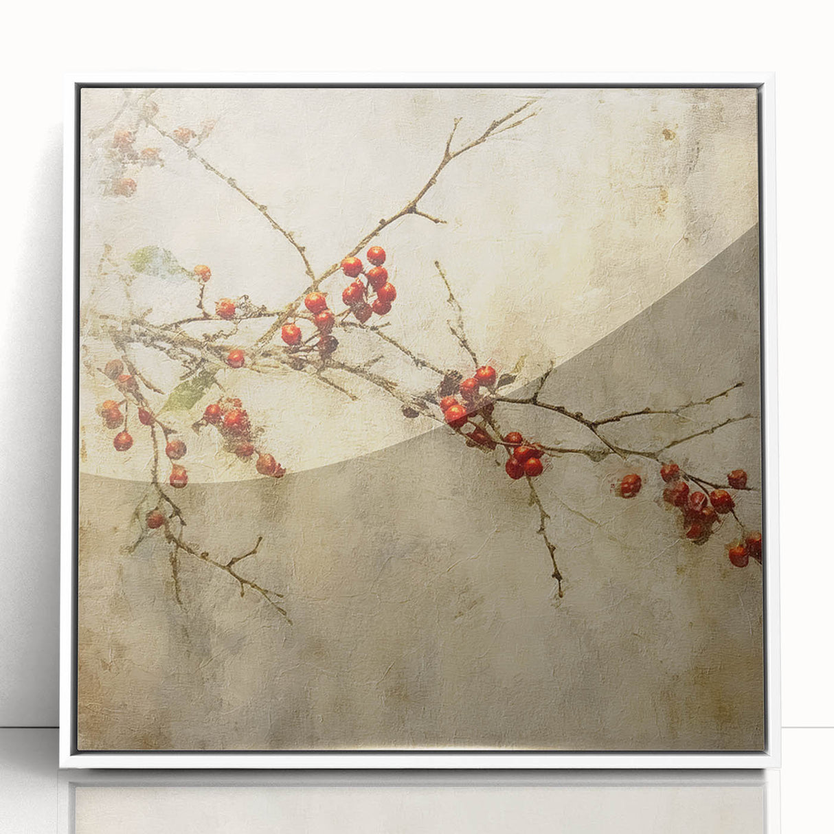 Holiday Decor Prints - Christmas Wall Art with Red Berries on Canvas