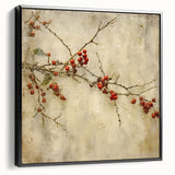 Holiday Decor Prints - Christmas Wall Art with Red Berries on Canvas