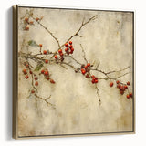 Holiday Decor Prints - Christmas Wall Art with Red Berries on Canvas