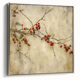 Holiday Decor Prints - Christmas Wall Art with Red Berries on Canvas