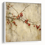 Holiday Decor Prints - Christmas Wall Art with Red Berries on Canvas