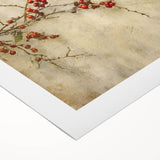 Holiday Decor Prints - Christmas Wall Art with Red Berries on Canvas