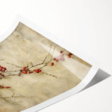 Holiday Decor Prints - Christmas Wall Art with Red Berries on Canvas