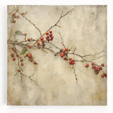 Holiday Decor Prints - Christmas Wall Art with Red Berries on Canvas