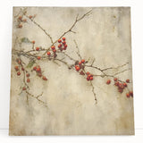 Holiday Decor Prints - Christmas Wall Art with Red Berries on Canvas