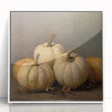 Halloween Wall Decor - Elegant White Pumpkin Still Life Print