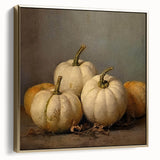Halloween Wall Decor - Elegant White Pumpkin Still Life Print
